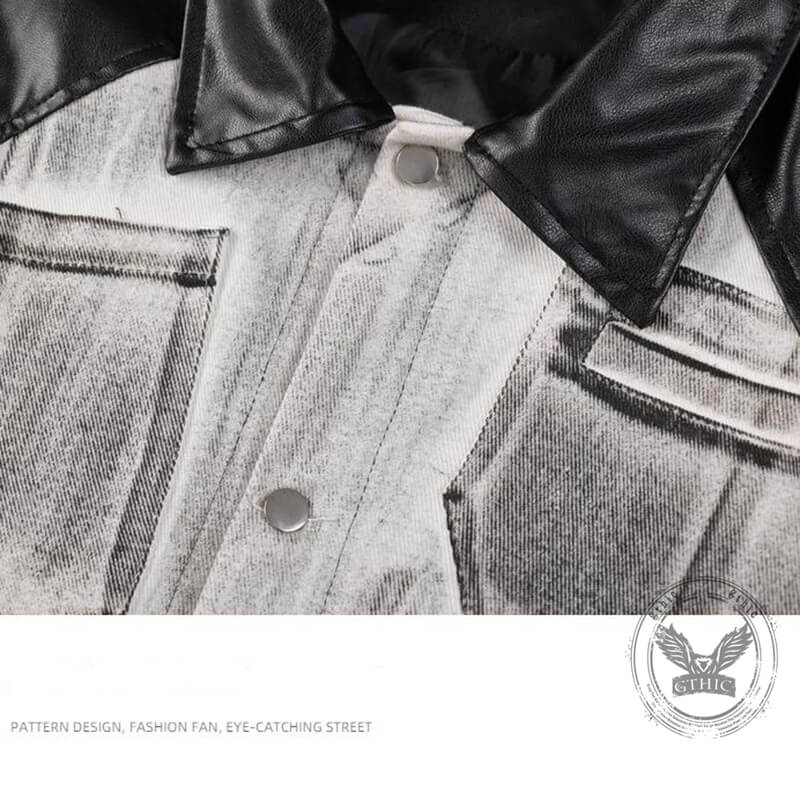 Distressed Punk Patchwork Motorcycle PU Leather Jacket