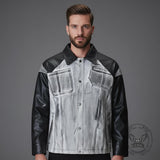 Distressed Punk Patchwork Motorcycle PU Leather Jacket | Gthic.com