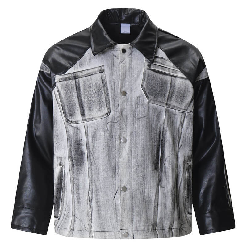 Distressed Punk Patchwork Motorcycle PU Leather Jacket | Gthic.com