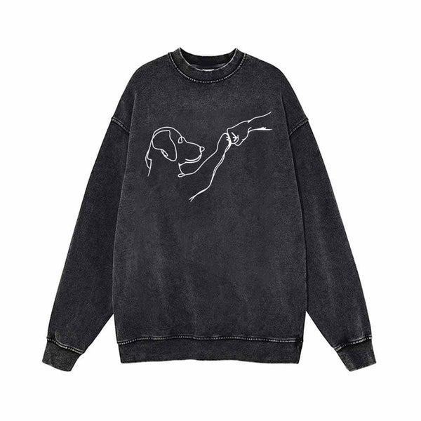 Dog And People Punch Hand Vintage Washed Sweatshirt 01 | Gthic.com