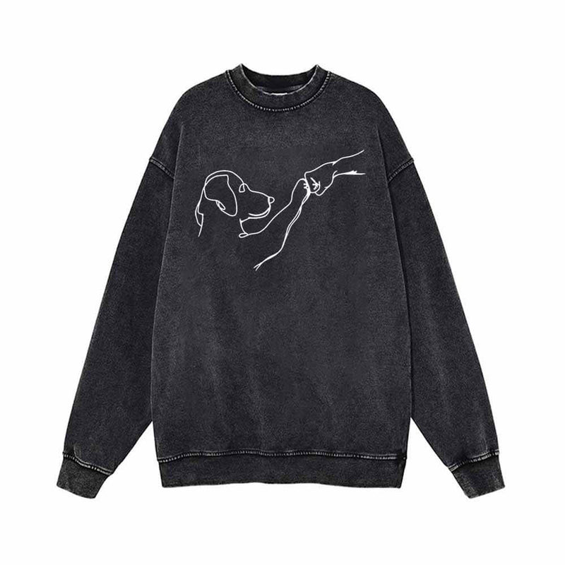 Dog And People Punch Hand Vintage Washed Sweatshirt 01 | Gthic.com