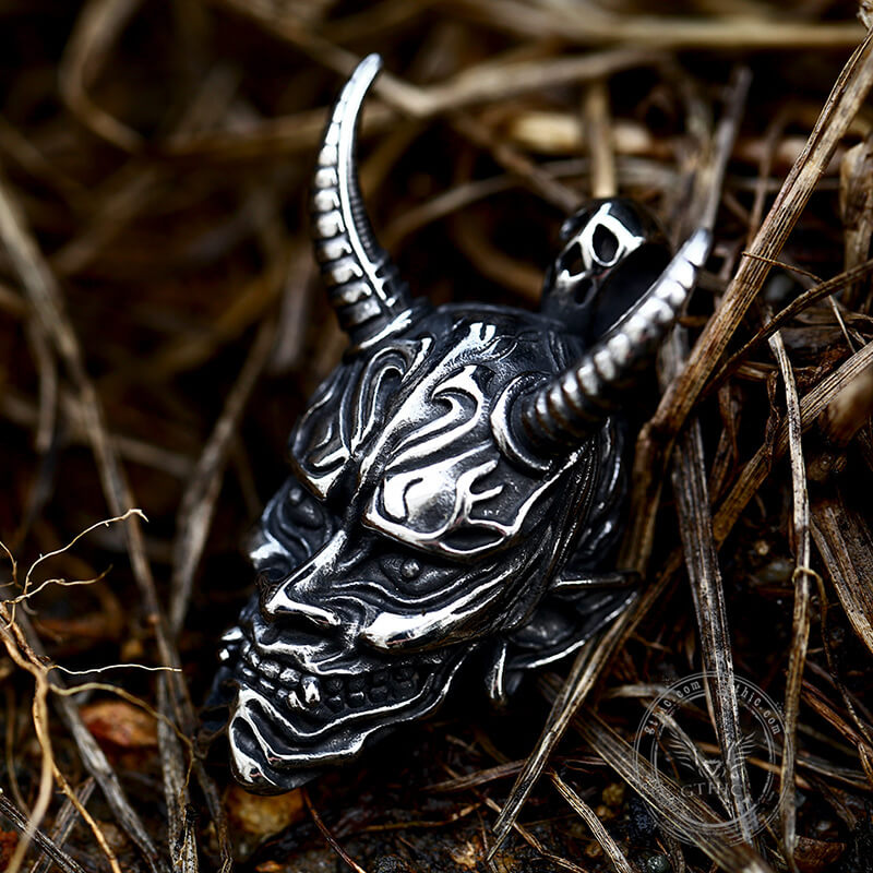 Domineer Hannya Oni Mask Stainless Steel Pendant | Gthic.com