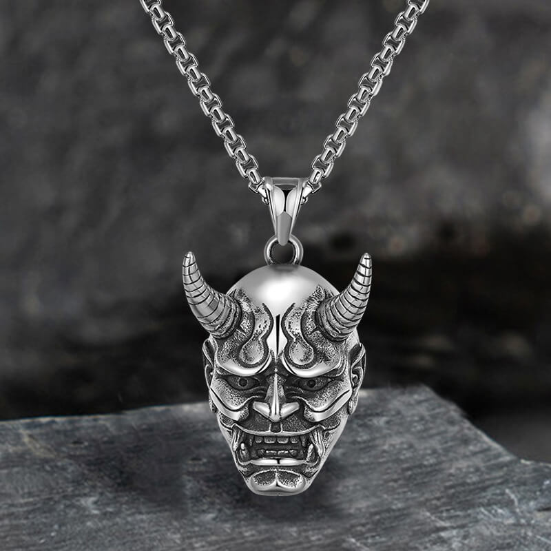 Domineer Hannya Oni Mask Stainless Steel Pendant | Gthic.com