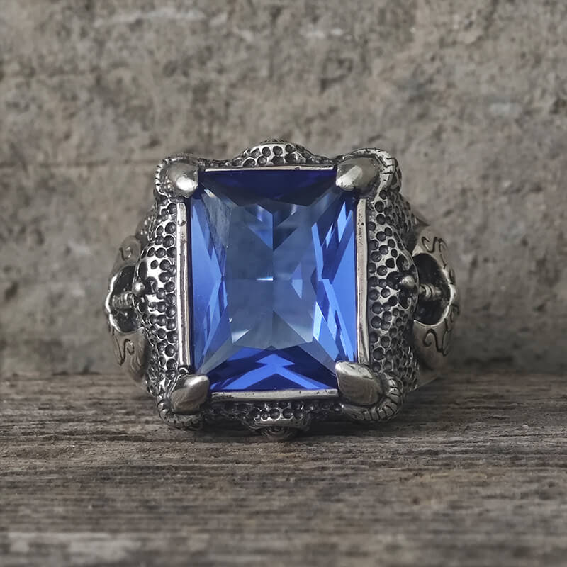 Domineering Axe Dragon Claw Sterling Silver CZ Ring