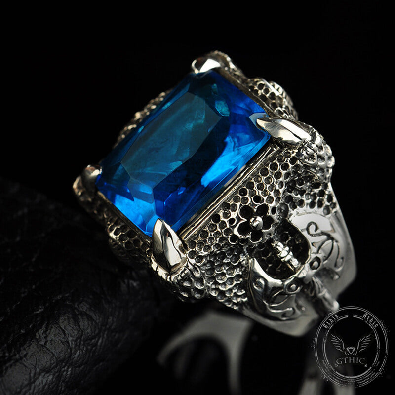 Domineering Axe Dragon Claw Sterling Silver CZ Ring | Gthic.com