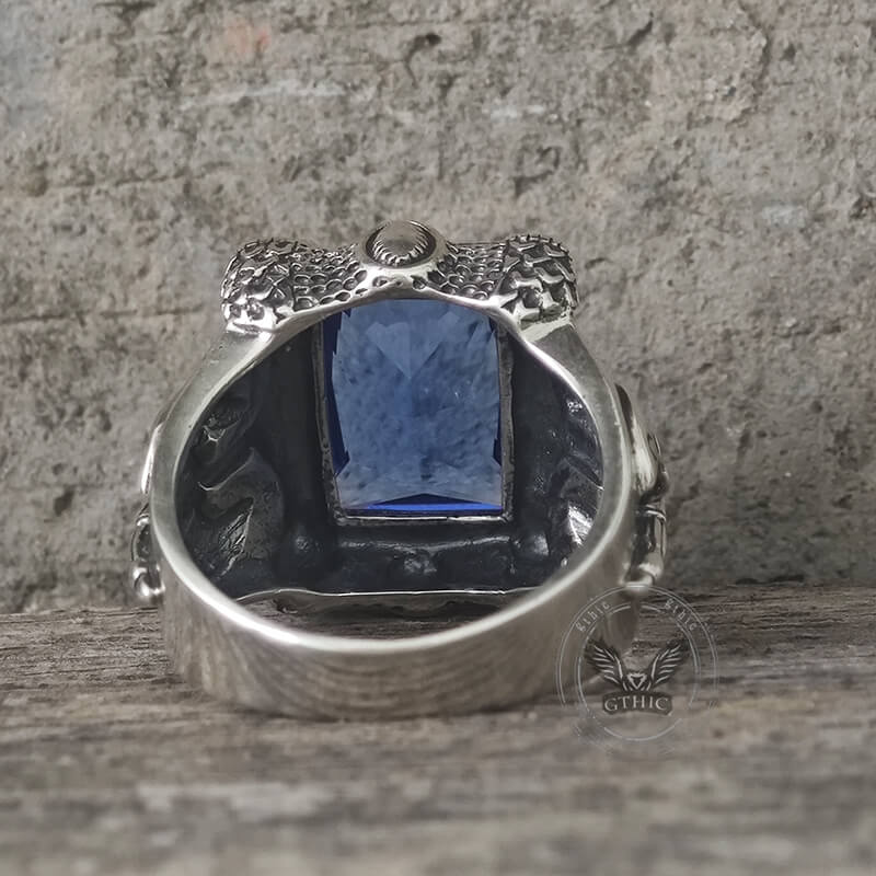 Domineering Axe Dragon Claw Sterling Silver CZ Ring