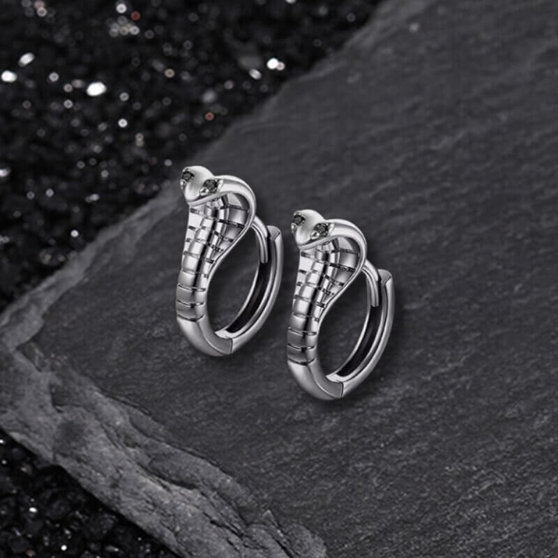 Domineering Cobra Shaped Sterling Silver Earrings