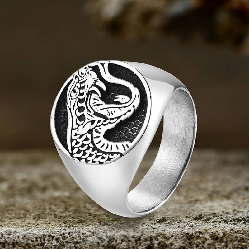 Domineering Cobra Snake Stainless Steel Ring 01 | Gthic.com