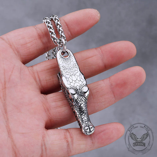 Domineering Crocodile Head Stainless Steel Pendant 02 | Gthic.com