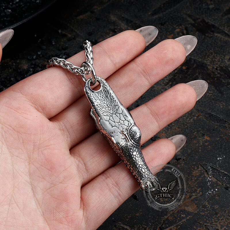 Domineering Crocodile Head Stainless Steel Pendant | Gthic.com