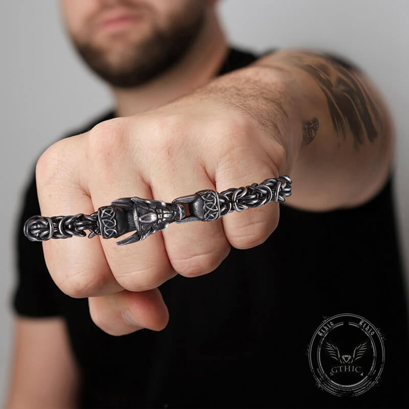 Domineering Dragon Byzantine Stainless Steel Nordic Bracelet | Gthic.com