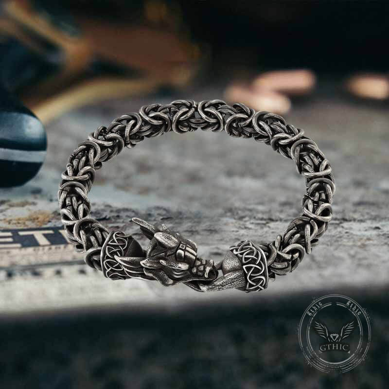 Domineering Dragon Byzantine Stainless Steel Nordic Bracelet | Gthic.com