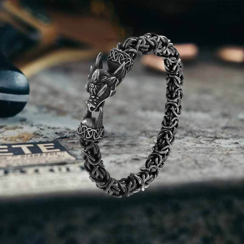 Domineering Dragon Byzantine Stainless Steel Nordic Bracelet | Gthic.com