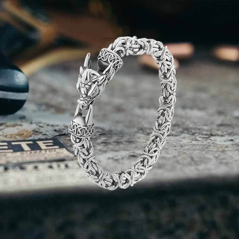 Domineering Dragon Byzantine Stainless Steel Nordic Bracelet | Gthic.com