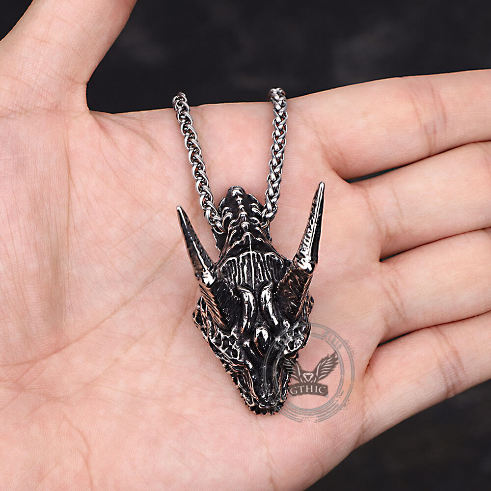Domineering Dragon Head Stainless Steel Punk Pendant | Gthic.com