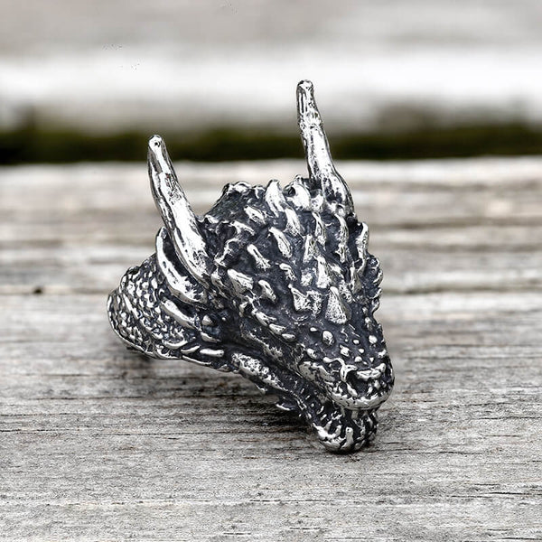 Domineering Dragon Head Stainless Steel Ring | Gthic.com