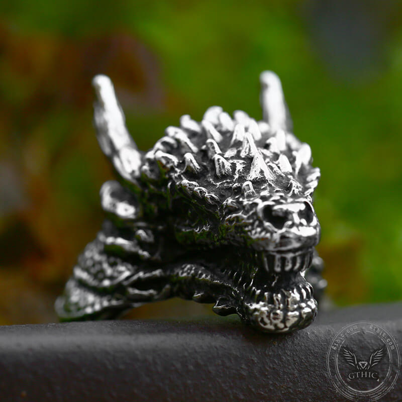 Domineering Dragon Head Stainless Steel Ring | Gthic.com