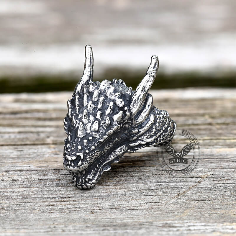 Domineering Dragon Head Stainless Steel Ring | Gthic.com