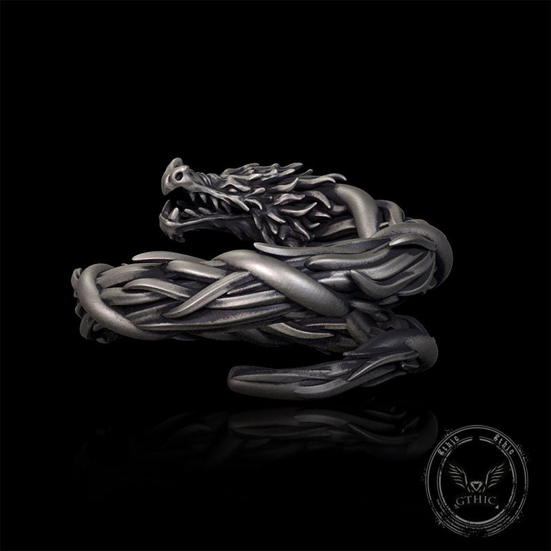 Domineering Hovering Dragon Sterling Silver Ring 03 | Gthic.com