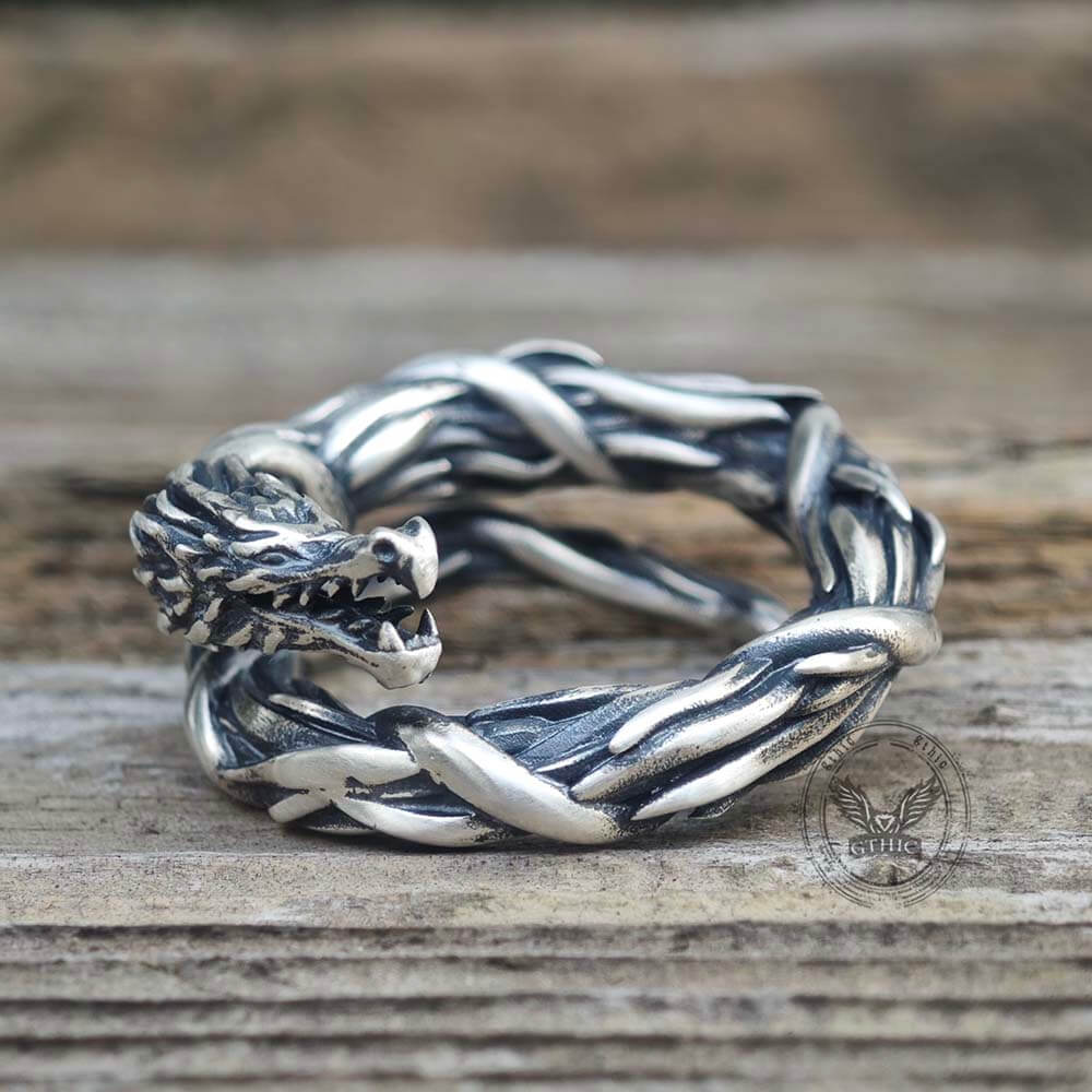 Domineering Hovering Dragon Sterling Silver Ring