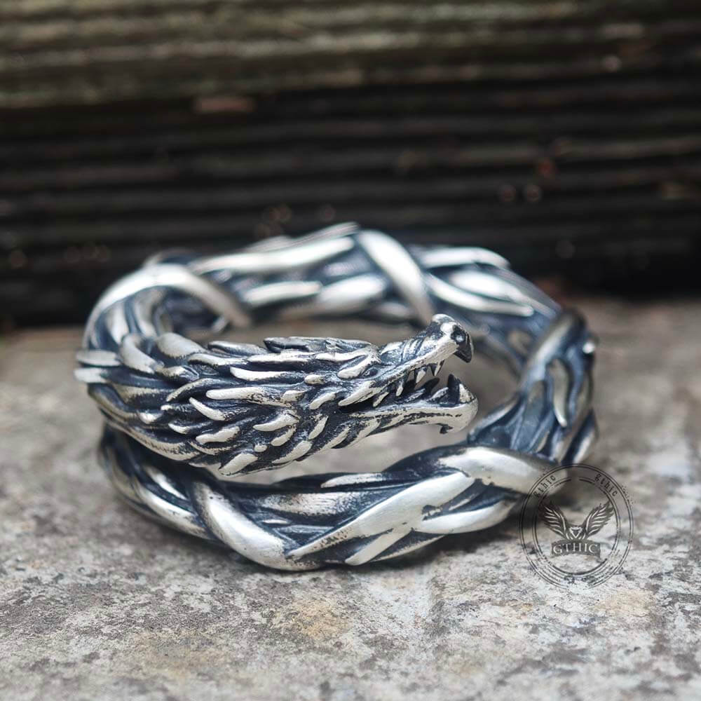 Domineering Hovering Dragon Sterling Silver Ring