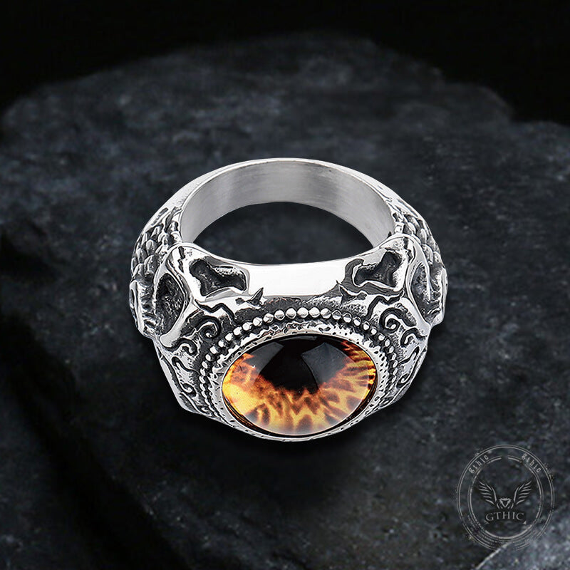 Domineering Skull Devil Eye Stainless Steel Ring | Gthic.com