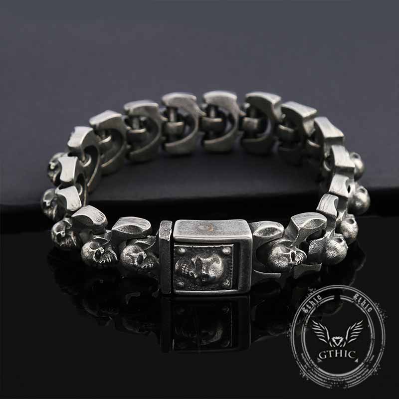 Domineering Skull Stainless Steel Punk Bracelet | Gthic.com