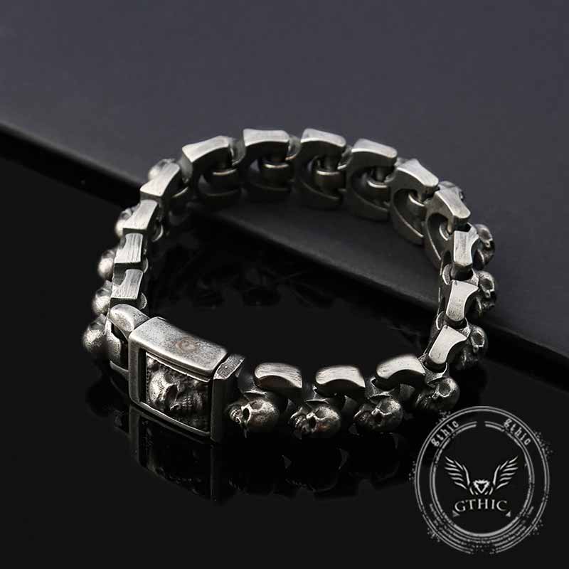 Domineering Skull Stainless Steel Punk Bracelet | Gthic.com