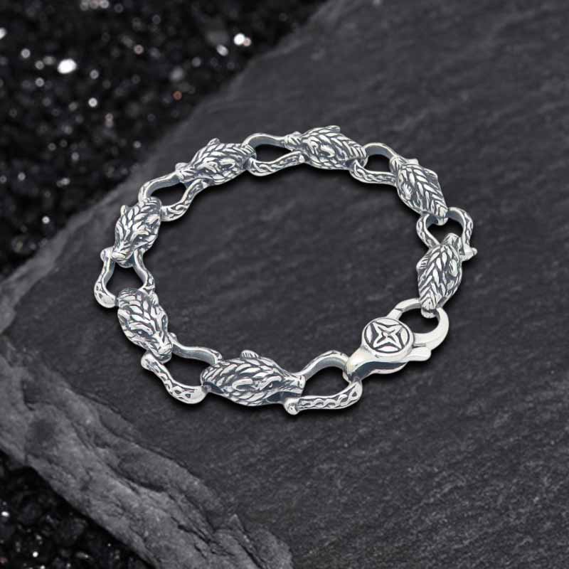 Domineering Wolf Head Stainless Steel Bracelet | Gthic.com