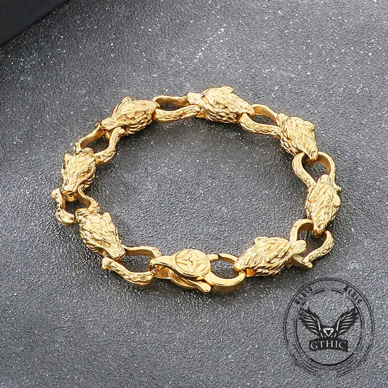 Domineering Wolf Head Stainless Steel Bracelet