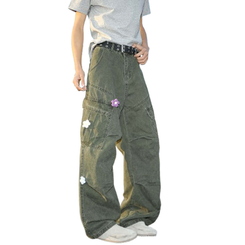 Dopamine Plush Floral Large Pocket Wide Leg Pants