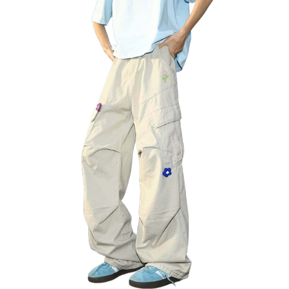 Dopamine Plush Floral Large Pocket Wide Leg Pants | Gthic.com