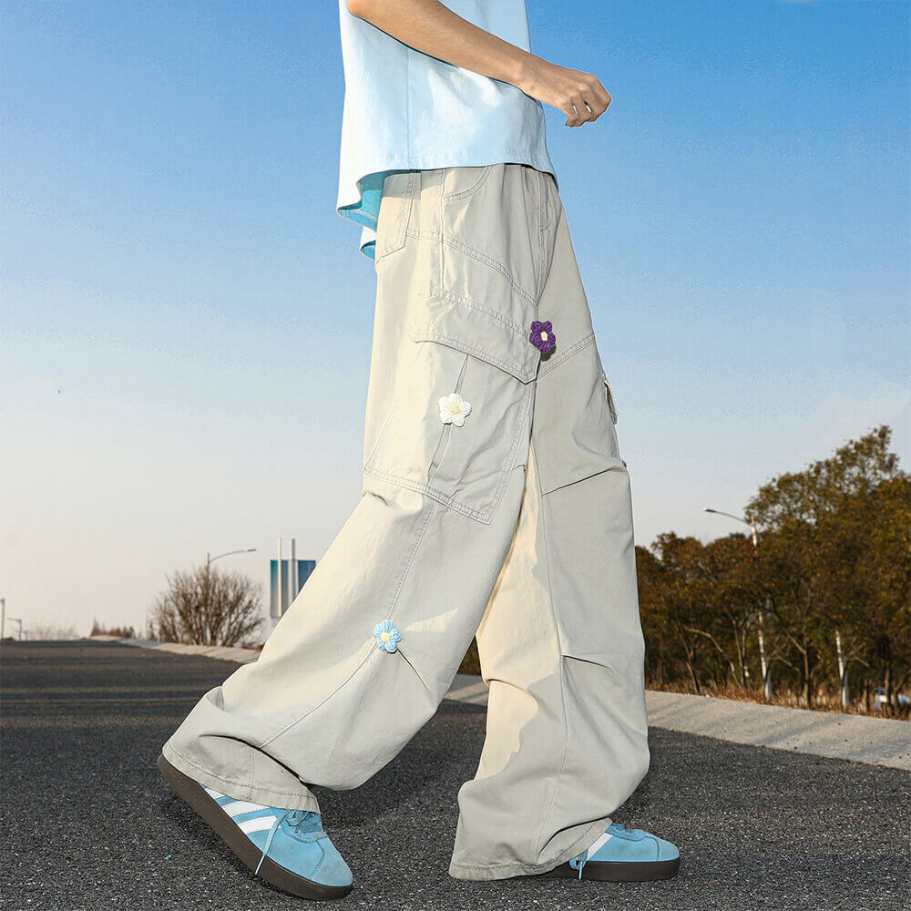 Dopamine Plush Floral Large Pocket Wide Leg Pants