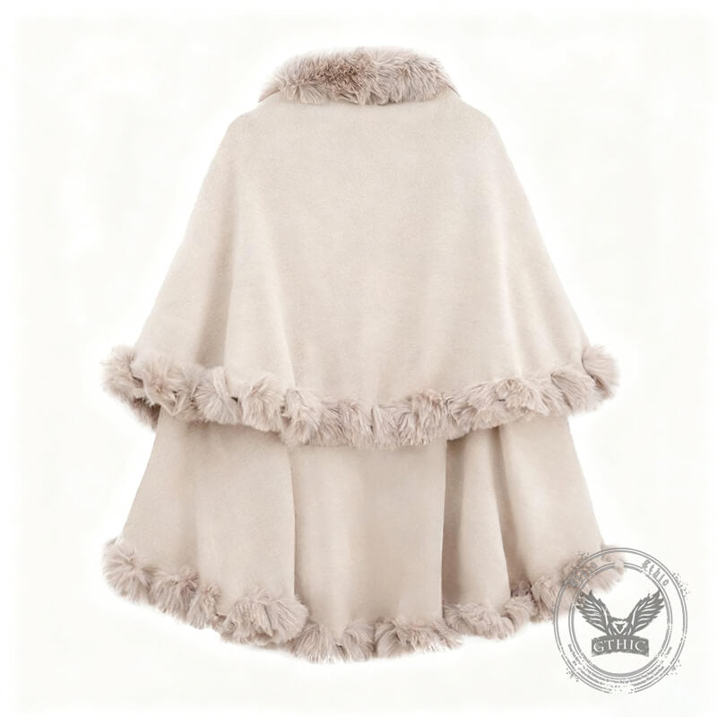 Double-Layered Faux Cashmere Cape Shawl | Gthic.com
