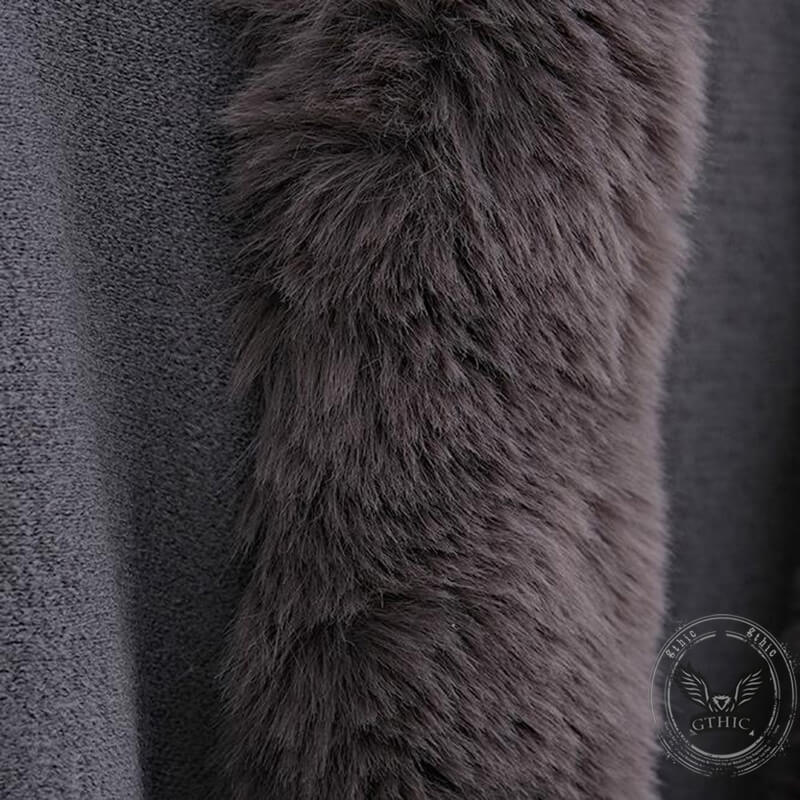 Double-Layered Faux Cashmere Cape Shawl