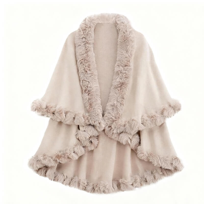 Double-Layered Faux Cashmere Cape Shawl | Gthic.com