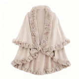 Double-Layered Faux Cashmere Cape Shawl | Gthic.com