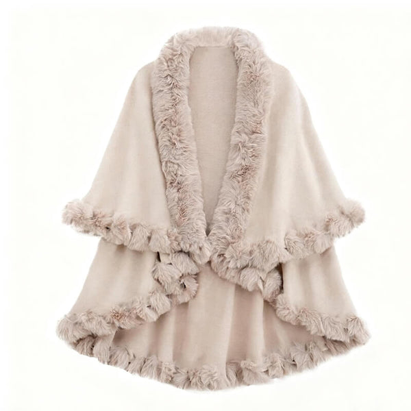 Double-Layered Faux Cashmere Cape Shawl | Gthic.com