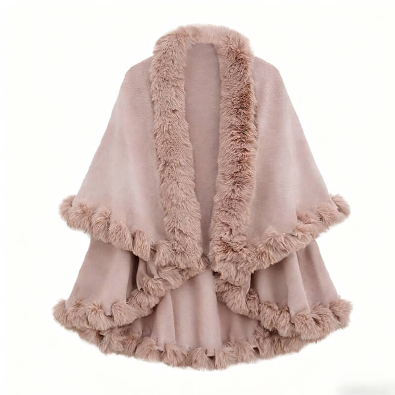 Double-Layered Faux Cashmere Cape Shawl | Gthic.com
