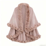 Double-Layered Faux Cashmere Cape Shawl | Gthic.com