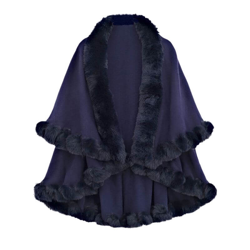 Double-Layered Faux Cashmere Cape Shawl
