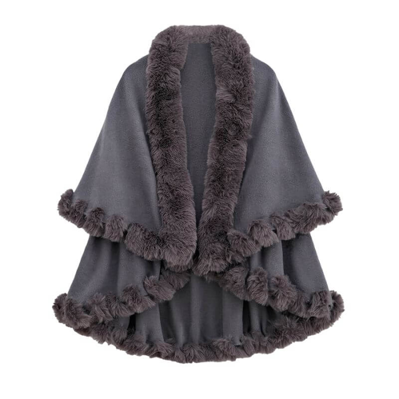 Double-Layered Faux Cashmere Cape Shawl | Gthic.com