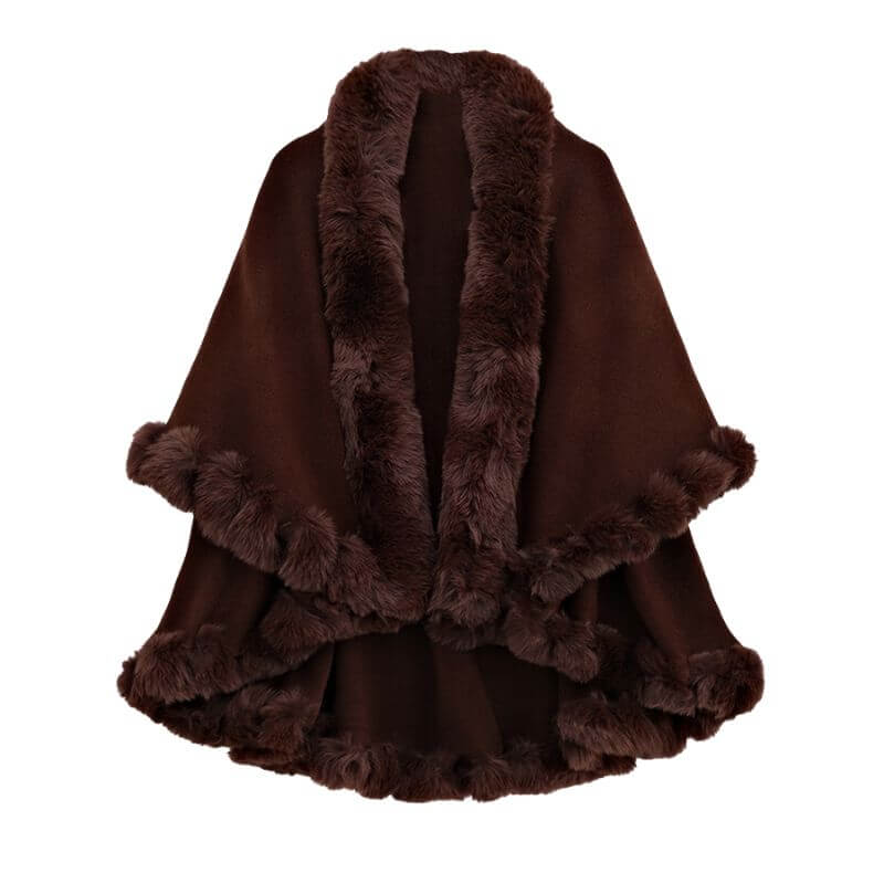 Double-Layered Faux Cashmere Cape Shawl