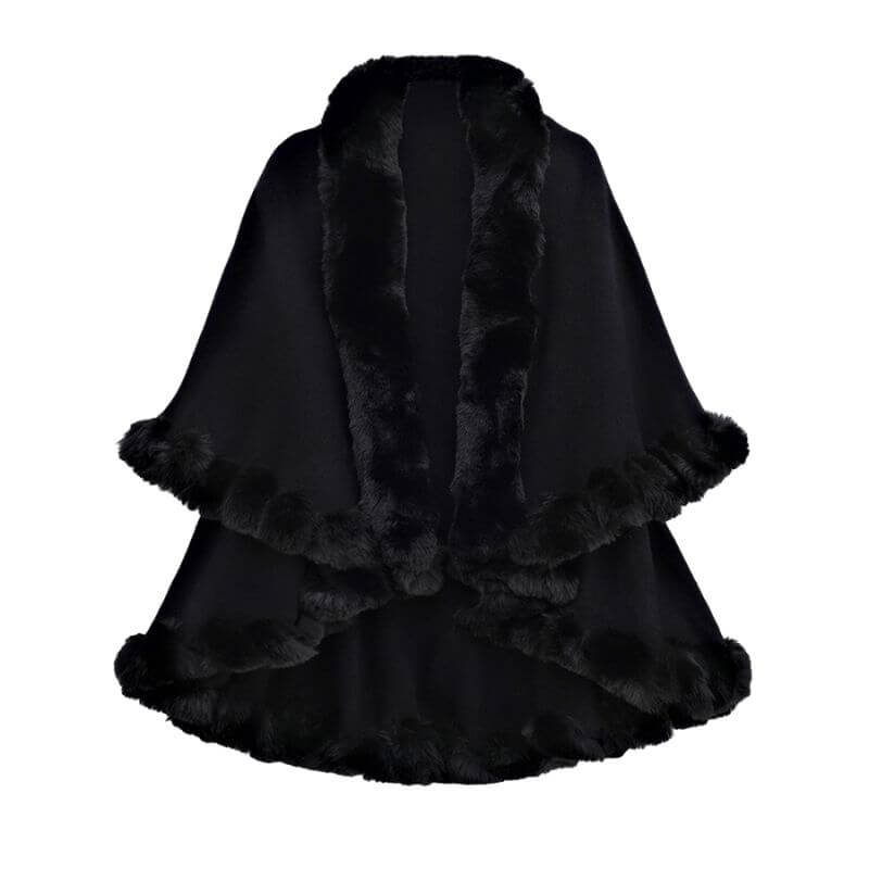 Double-Layered Faux Cashmere Cape Shawl