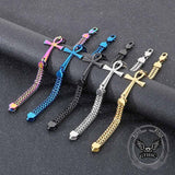 Double-Row Chain Ankh Cross Stainless Steel Bracelet 01 | Gthic.com