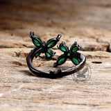 Double Butterfly Zircon Brass Open Ring