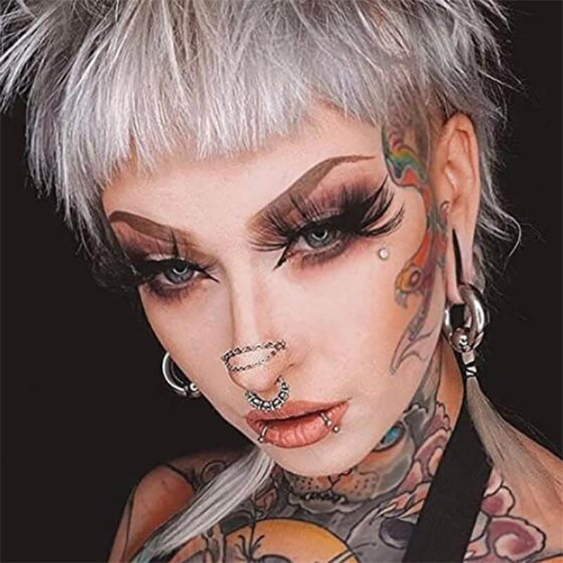 Double Chain Stainless Steel Nose Ring 03 | Gthic.com