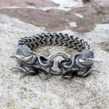 Double Chinese Dragon Stainless Steel Bracelet