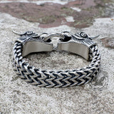 Double Chinese Dragon Stainless Steel Bracelet