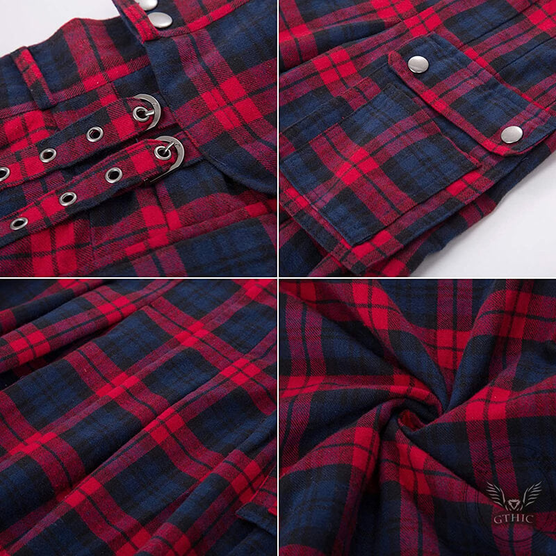 Double Color Plaid Pocket Skirt | Gthic.com